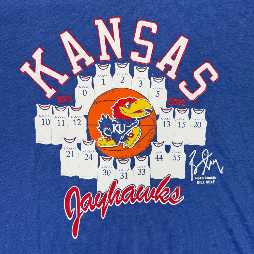 Kansas Jayhawks Shirt Mens XXL 2XL Blue 2021-22 NCAA Basketball Jersey‎ Tee NWT